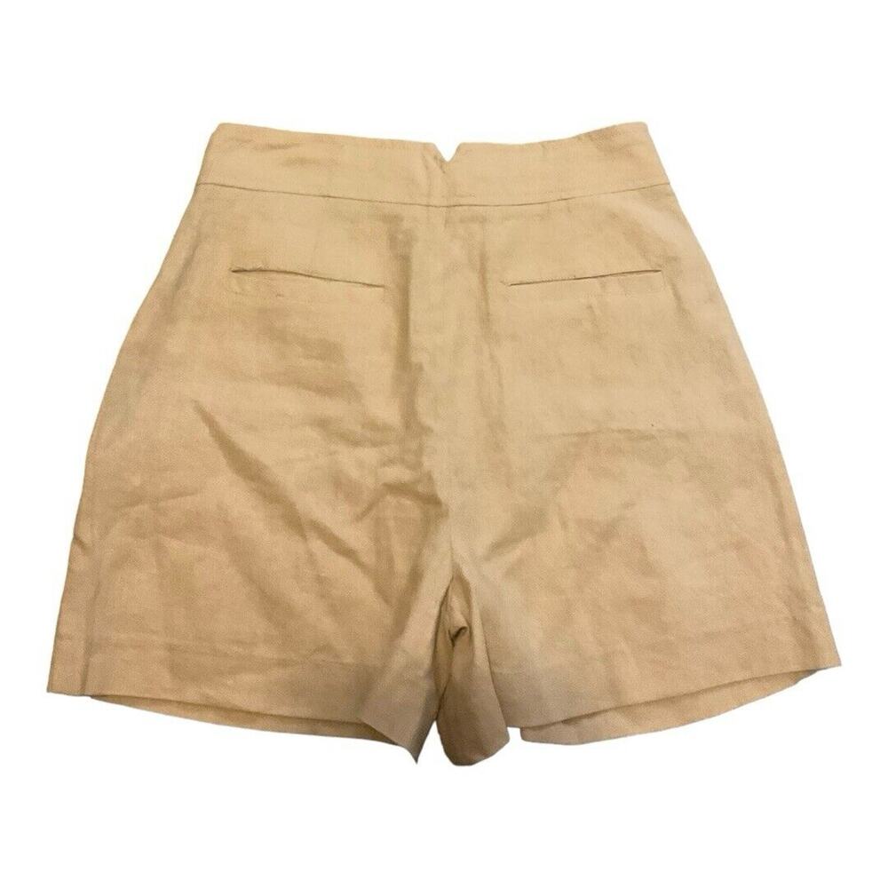 Jason Wu Shorts Women 2 Tan High Waist Linen Blend NWT - Picture 5 of 6